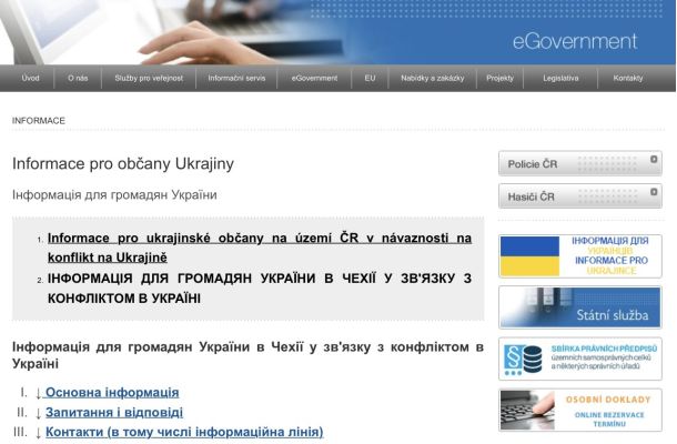 Informace pro ukrajinské občany na území ČR v návaznosti na válku na Ukrajině // Інформація для громадян України в Чехії у зв’язку з війною в Україні